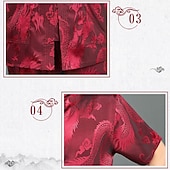 economico camicia da uomo con bottoni-Per uomo Camicia Camicia con colletto cinese Camicia con colletto alla coreana Camicia Estiva Camicia casual Camicia da Spiaggia Bianco Giallo Rosso Blu Grigio Manica Corta Drago Collo alla coreana