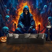 billige Halloween dekorasjon-halloween dekorasjoner grønne hodeskaller hengende billedvev veggkunst stor billedvev veggmaleri dekor fotografi bakteppe teppe gardin hjem soverom stue