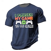 billige Morsomme T-skjorter for menn-Herre Spill Morsom Gamepad T skjorte Kortermet T skjorte 3D-utskrift Crew-hals Skjorte Årgang Kul Fest Ferie Heather Grey Svart Rød Sommer Vår Klær S M L XL XXL XXXL