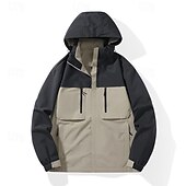 economico Softshell, pile e giacche da escursionismo-Per uomo Giacca Softshell Giubbino da escursione All&#039;aperto Color Block Antivento Resistente all&#039;acqua Giacca a vento Viaggi Nero Avorio Rosa Cachi