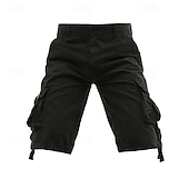 baratos Clássico-Homens Shorts táticos Capri Cargo Shorts Bermuda Cargo Calção Shorts de Trilha Botões Bolso multi Tecido Vestível Comprimento da panturrilha Ao ar livre Diário Acampar e Caminhar Moda Clássico Preto