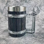 cheap Medieval-1pc Antique Viking Beer Mug - Wooden Barrel Cup with Stainless Steel Liner - Perfect Gift for Beer Lovers