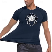 Недорогие Футболки и майки для бега-Муж. Компрессионная футболка Спортивная рубашка Фитнес-рубашка С короткими рукавами Футболка Футболка Повседневные Одежда для спорта и отдыха Лето Пауки