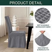 economico Fodera per sedia da pranzo-Coprisedie da pranzo Coprisedie elasticizzate universali per sala da pranzo con gonna, fodera rimovibile per sedia Parsons per banchetti per feste di matrimonio in cucina