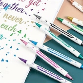 economico Adesivi-Pennarelli a doppia punta con glitter metallici con pennello e pennini fini, forniture per scrapbooking, 10 pezzi