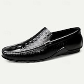 levne Neformální-pánské hnědé mokasíny z krokodýlí kůže - stylové slip-on společenské boty pro podnikání i běžné nošení