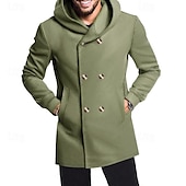 abordables Gabardina para hombre-Hombre Peacoat Gabardina Vacaciones Diario Otoño invierno Elastán Suave Ropa de calle Ropa Moda Clásico Plano Bolsillo Con Capucha Botonadura Doble