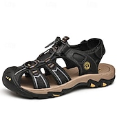 voordelige Buitensandalen-Bruin leren outdoorsandalen voor heren met verstelbare bandjes – duurzame en comfortabele wandelsandalen