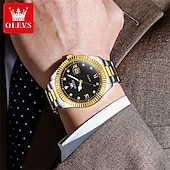 cheap Quartz Watches-OLEVS Men Quartz Watch Fashion Business Wristwatch Luminous Calendar Waterproof Decoration Steel Watch