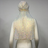 economico Accessori e altro-lussuosa fascia per capelli a maglia larga con strass - fascia elastica per turbante con cristalli e accenti scintillanti - perfetta per le donne in discoteca, rave party
