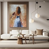 preiswerte Gemälde mit Menschen-Mädchen spielt Geige, Gemälde, handgefertigt, Dame mit Geige, Gemälde, handgemalt, abstrakt, moderne Frau, Ölgemälde, Kunstwerk, großes Ballett-Ölgemälde, Wandkunst, minimalistische Kunst für