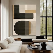 voordelige Schilderijen van landschappen-grote handgemaakte wandkunst schilderij wabi-sabi wandkunst bruin modern abstract schilderij op canvas minimalistische kunst zwart en beige kunst woonkamer decor