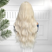 cheap Synthetic Lace Wigs-Synthetic Lace Wig Body Wave Style 30 inch Blonde Middle Part U Part Wig Women's Wig Light golden