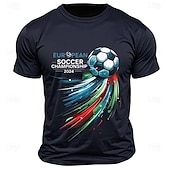 economico Magliette grafiche da uomo-Per uomo Lettere &amp; Numeri Maglietta da calcio Calcio Maglietta 100% Cotone Manica Corta Grafico Camicia Nero Verde militare Blu scuro Maglietta comoda Streetwear Sport all&#039;Aperto Abbigliamento di
