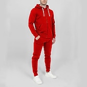 cheap Tracksuits-Men&#039;s Tracksuit Jogging Suit 2 Piece Full Zip Casual Fall Long Sleeve Breathable Soft Fitness Gym Workout Running Sportswear Activewear Color Block Dark Grey Black White