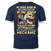 preiswerte Herren -Grafik -T -Shirt-Herren Mechanische Teile Buchstabendruck T Shirt T-Shirt 100% Baumwolle Kurzarm Grafik Hemd Schwarz Dunkelblau Leicht Blau Bequemes T-Shirt Straße Sport im Freien Modedesigner-Kleidung