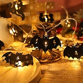 preiswerte Innen- &amp; Partylighting-1,5 m - 10 LEDs Halloween Fledermaus Krähe Geister Lichterkette LED Eisenförmiges Licht Nachtlicht Beleuchtete Geister Festival Party Dekoration Licht Garten Hof Atmosphäre Licht Batterien betrieben 1
