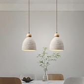 abordables Éclairages pour îlot-Lampe suspendue LED en bois de ciment, source de lumière 3 couleurs, 16/20/50/70 cm, 1/2/3 lumières, luminaire suspendu en béton industriel moderne et élégant, style wabi-sabi japonais, dôme en ciment
