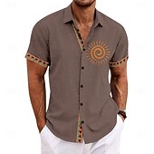 abordables Motif ethnique-Homme Ethnique Chemise Chemise boutonnée Manche Courte Décontractées Tribal Vacances du quotidien Eté Printemps Col rabattu Boutonner Impression 3D Noir Rouge Vert Gris