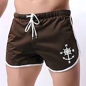 cheap Ocean Print-Men&#039;s Sailboat Swim Shorts Board Shorts Swimming Trunks Mid Waist Fashion Designer Athletic Surfing Leisure Sports Holiday Pocket Drawstring Elastic Waist Designer Clothing Apparel