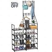 cheap Storage Racks-5-Tier Shoe Rack Organizer, Freestanding Coat and Shoe Rack, 25 Pairs Shoe Shelf for Entryway