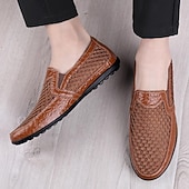 abordables Chaussures Décontractées Slip-On-Mocassins marron perforés pour homme, chaussures habillées décontractées et respirantes, style élégant et décontracté, parfaits pour la conduite, le bureau, les soirées et le quotidien professionnel.