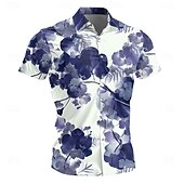 tanie Wzór roślinny-Męskie Kwiaty Wzór tie-dye Koszula Zapinana na guziki koszula Krótki rękaw Zabytkowe Codzienny Urlop Codzienny Lato Wieczorne Zapiąć Druk 3D Niebieski