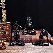 Недорогие Украшения на Хэллоуин-Хэллоуин йога скелет фигурка украшение с черепом безделушки из смолы