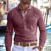 preiswerte Herren Klassisches Polo-Herren Poloshirt Golfhemd Arbeit Casual Kargen Gerippter Polokragen Kurzarm Basic Modern Farbblock Patchwork Taste Frühling Sommer Regular Fit Hellgelb Hellblau Meerblau Violett Rubinrot Aprikose