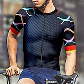 economico Maglie da uomo-Men's Cycling Jersey Color Block Geometic Short Sleeve Bike Tee Tshirt Jersey Top with 3 Rear Pockets Mountain Bike MTB Quick Dry Breathable Sports Red Navy Blue Blue Clothing Apparel