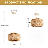 economico Luci Isola cucina-lampadario a sospensione a led in rattan lanterna design lampadario retrò lampadario da 30 cm l&#039;illuminazione a soffitto è applicabile a soggiorno camera da letto ristorante bar caffetteria ristorante