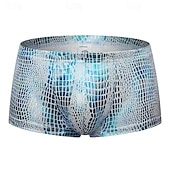 economico Boxer da uomo-Per uomo 1 pc Boxer Poliestere Traspirante Morbido Comodo Pelle di serpente A vita medio-alta Argento Nero