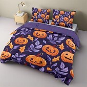 levne Sady přikrývek-halloween podzimní sada povlečení na přikrývku z dýně - obsahuje povlak na přikrývku a povlak na polštář - slavnostní a útulný design - měkká a pohodlná látka - ideální pro halloween a podzimní výzdobu domova
