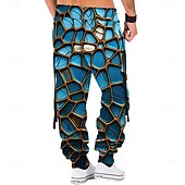 お買い得  スウェットパンツ-男性用 グラフィック スウェットパンツ ジョガー パンツ ミディアムウエスト 巾着ゴムウエスト ヴィンテージ カジュアル アウトドア ストリート 日常着 ポケット 春 秋 冬 3Dプリント ブルー