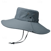 baratos Toucas para o exterior-Unisexo Chapéu de Sol Chapéu Balde Chapéu boonie Prova-de-Água Proteção UV para Pesca Praia Campismo / Escursão / Espeleologismo Côr Sólida Poliéster Verão Primavera