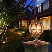 abordables appliques murales extérieures-Applique murale extérieure LED blanc chaud vintage rond en verre pilier lampe étanche e26/e27 rétro globe colonne phare extérieur traditionnel pour jardin patio villa paysage rue lanterne 110-240v