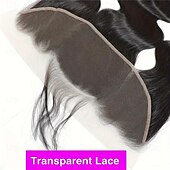 cheap Closure &amp; Frontal-14 Inch 13x6 Lace Frontal Body Wave HD Transparent Frontal Ear to Ear 13x6 Lace Frontal Closure With Baby Hair Free Part 100% Virgin Human Hair Frontal Closure Natural Hairline 150% Density