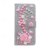 cheap iPhone Cases-Phone Case For Samsung Galaxy iPhone 16 iPhone 15 Pro Max Plus iPhone 14 13 12 11 Pro Max Plus Mini SE Wallet Case for Women Girl with Stand Holder Magnetic Bling Glitter Shiny Flower Floral TPU