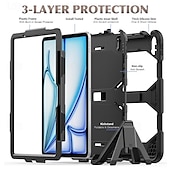 billige iPad-etui-Tablett Etuier Covere Til Apple iPad Air 11&quot; (2024) iPad Pro 11&quot; (2024) Bærbar Blyantholder Armour Defender Rugged Protective Rustning PC Silikon
