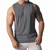 preiswerte Fitness Tank-Tops-Herren Tank Top Shirt Unterhemden Ärmellos Rundhalsausschnitt Frühling Sommer Glatt Modisch Designer Basic Sexy Urlaub Strasse Ausgehen Hellblau Weiß Rosa Top T-Shirt für Herren