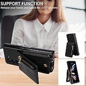 Недорогие Чехлы для Samsung-телефон Кейс для Назначение SSamsung Galaxy Z-сгиб 6 Z Fold 5 Кошелек для карт со стендом Магнитный Молния Ретро ТПУ Кожа PU