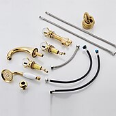 cheap Bathroom Sink Faucets-Bathroom Sink Faucet - Widespread Electroplated Widespread Two Handles Two HolesBath Taps