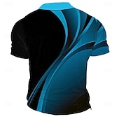 cheap Men's Geometric Polo-Men's Geometric Waffle Polo Shirts Golf Shirt Short Sleeve Polo Shirts Collared Shirts Vacation Wear Formal Wear Festival Wear 3D Print Buttons Summer Spring Blue