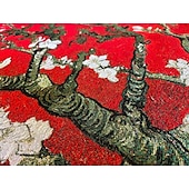 billige Jacquard vevde gobeliner-jacquard vevd billedvev gobelin aubusson veggkunst hengende stor billedvev reproduksjon vevstol bomullsvev mandelblomster belgisk billedvev (uten dusker og stang)
