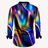 economico Camicia in Raso da Uomo-Per uomo Camicia Camicie Camicia con bottoni Manica lunga Moda Casual Abiti da sera per feste Informale Estate Primavera Autunno Collo ripiegabile Abbottonare Stampa 3D Blu