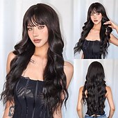 voordelige Synthetische trendy pruiken-28 inch synthetische pruik damespruik blond lang golvend haar mode dagelijks feest cosplay