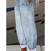 cheap Straight-Leg Pants-Women&#039;s Cotton Linen Pants Baggy Pants Linen Like Vacation Designer Ankle-Length Mid Waist Polka Dot Flower / Floral Side Pockets Baggy Print Comfort Micro-elastic Casual Daily