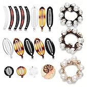 abordables Accessoires de coiffure-Ensemble de pinces à cheveux banane en plastique flexible à emboîtement, pince banane en queue de poisson, support de queue de cheval, peigne, clip banane vintage, accessoires pour cheveux pour