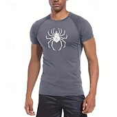 Недорогие Футболки и майки для бега-Муж. Компрессионная футболка Спортивная рубашка Фитнес-рубашка С короткими рукавами Футболка Футболка Повседневные Одежда для спорта и отдыха Лето Пауки