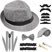 ieftine Accesorii și altele-Retro / vintage Urlați 20 de ani Anii 1920 Ținute Pălărie de panama Set accesorii Gatsby Domn Modă Bărbați Crăciun Halloween Carnaval Bal Petrecerea Burlăcițelor Festival Adulți Mai multe accesorii